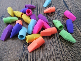 1Sheet X 25Pcs Pencil Topper Erasers Mixed Color